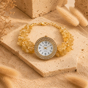 Natural Citrine Stone Chips Watch | Sunela Crystal Watch