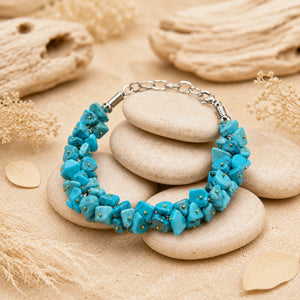 Natural Firoza Stone Chips Bracelet
