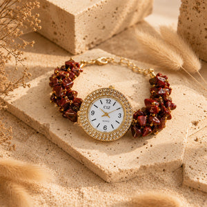 Natural Red Jasper Stone Chips Watch