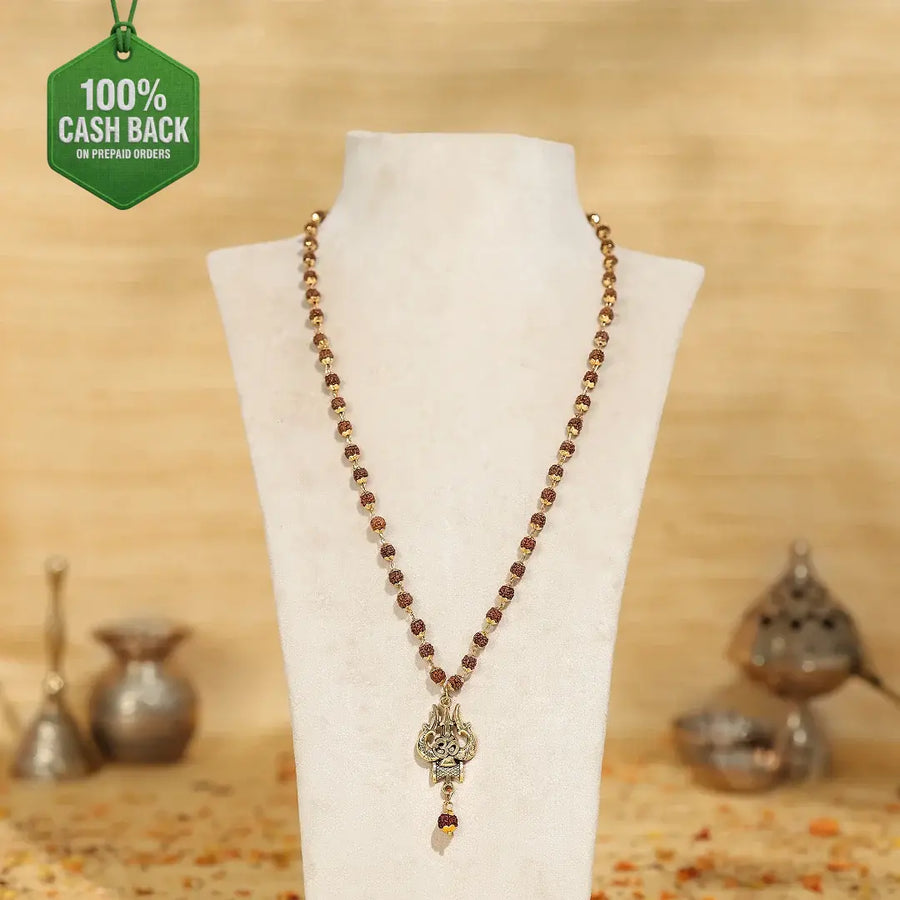 OM Shiva Trishool Rudraksha Necklace 54 Beads - view 8