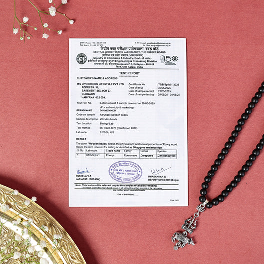 Original Karungali Malai with Shiv Trishul & Nandi Pendant with Certificate