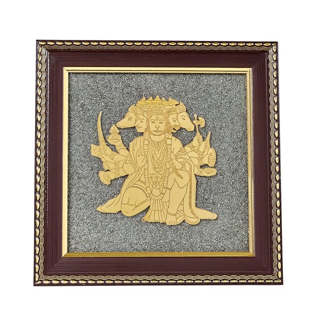 Panchamukhi Hanuman Raw Pyrite Frame | Divine Strength & Protection