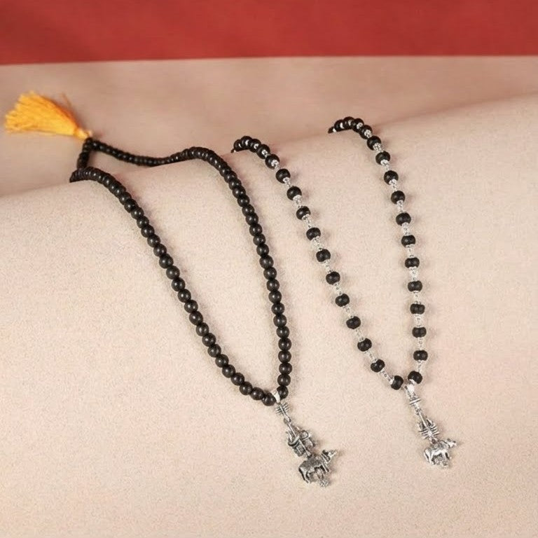Nandi Raksha Combo: Silver-Cap & Classic Karungali Mala