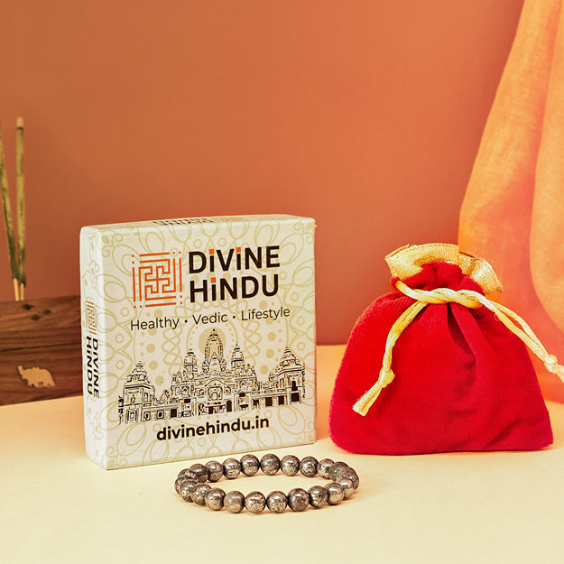 Raw Pyrite Bracelet for Wealth & Protection from Divine Hindu