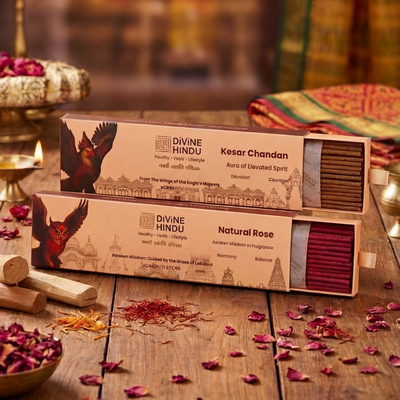 Natural Kesar Chandan & Rose Incense / Incense Sticks (Pack of 60)
