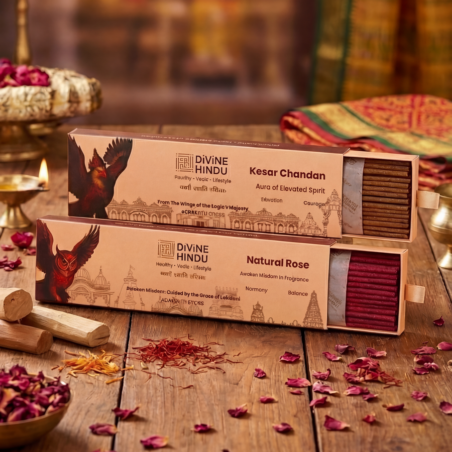 Natural Kesar Chandan & Rose Incense / Incense Sticks (Pack of 60)