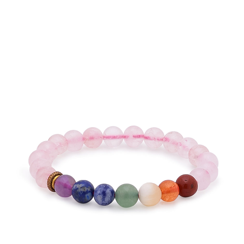 Rose Quartz 7 Chakra Bracelet