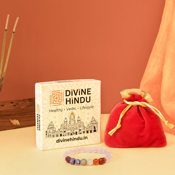 Rose Quartz 7 Chakra Bracelet by Divine Hindu