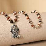 Rudraksha Karungali Malai in Silver-Cap with Lord Murgan Pendant 54B