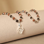 Rudraksha Karungali Malai in Silver-Cap with Vel Pendant 54B