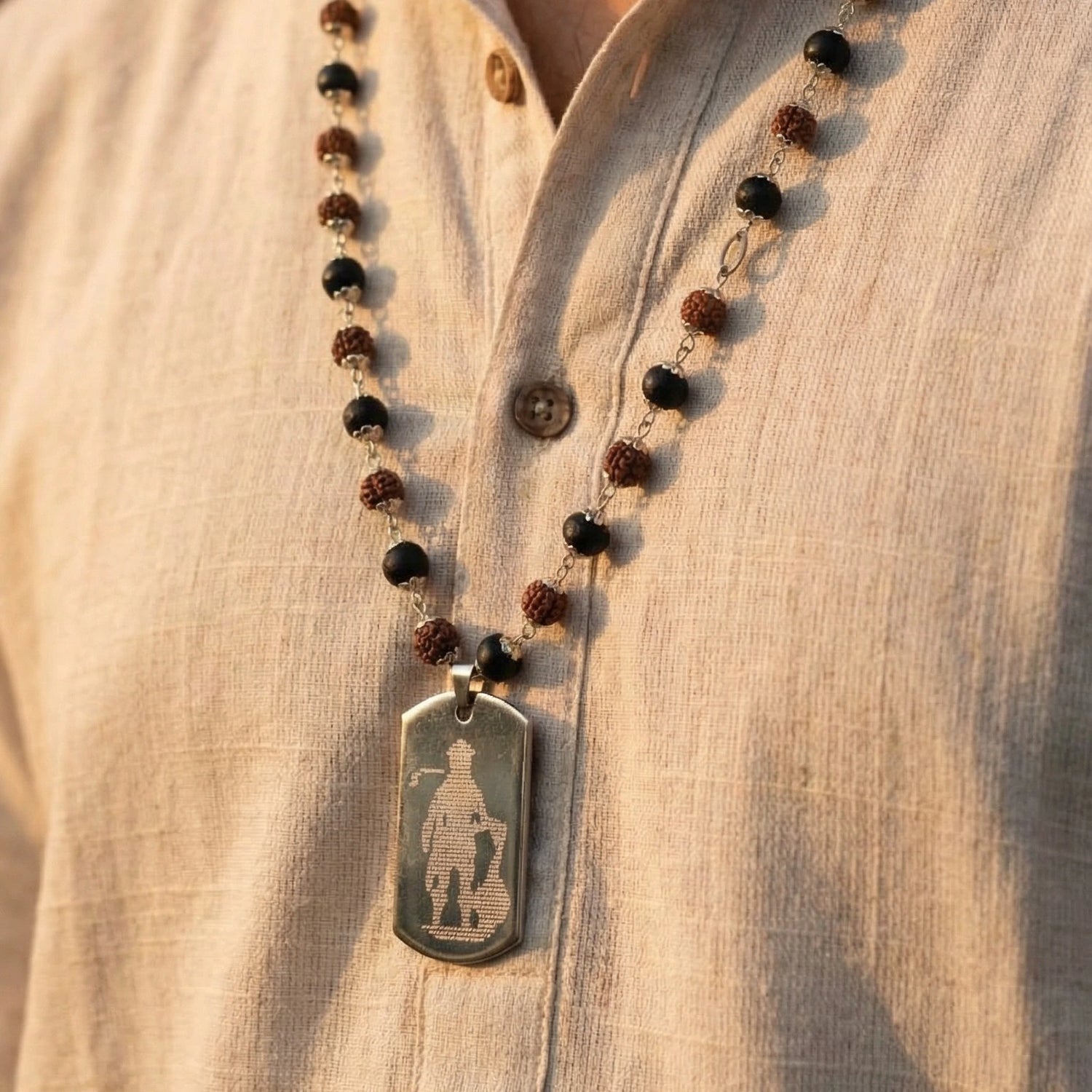 Rudraksha Karungali pendant with hanuman Pendant