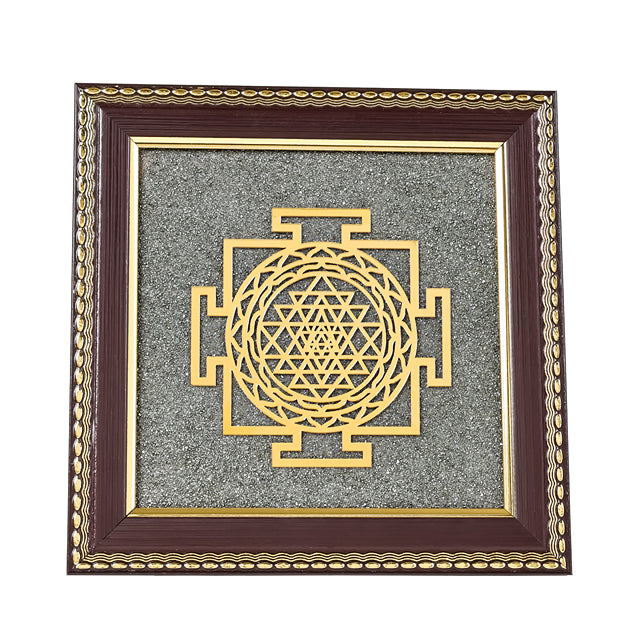 Shree Yantra Raw Pyrite Frame for Wealth Manifestation