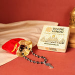 Silver Cap Karungali Mala with Vel Peacock Pendant by Divine Hindu