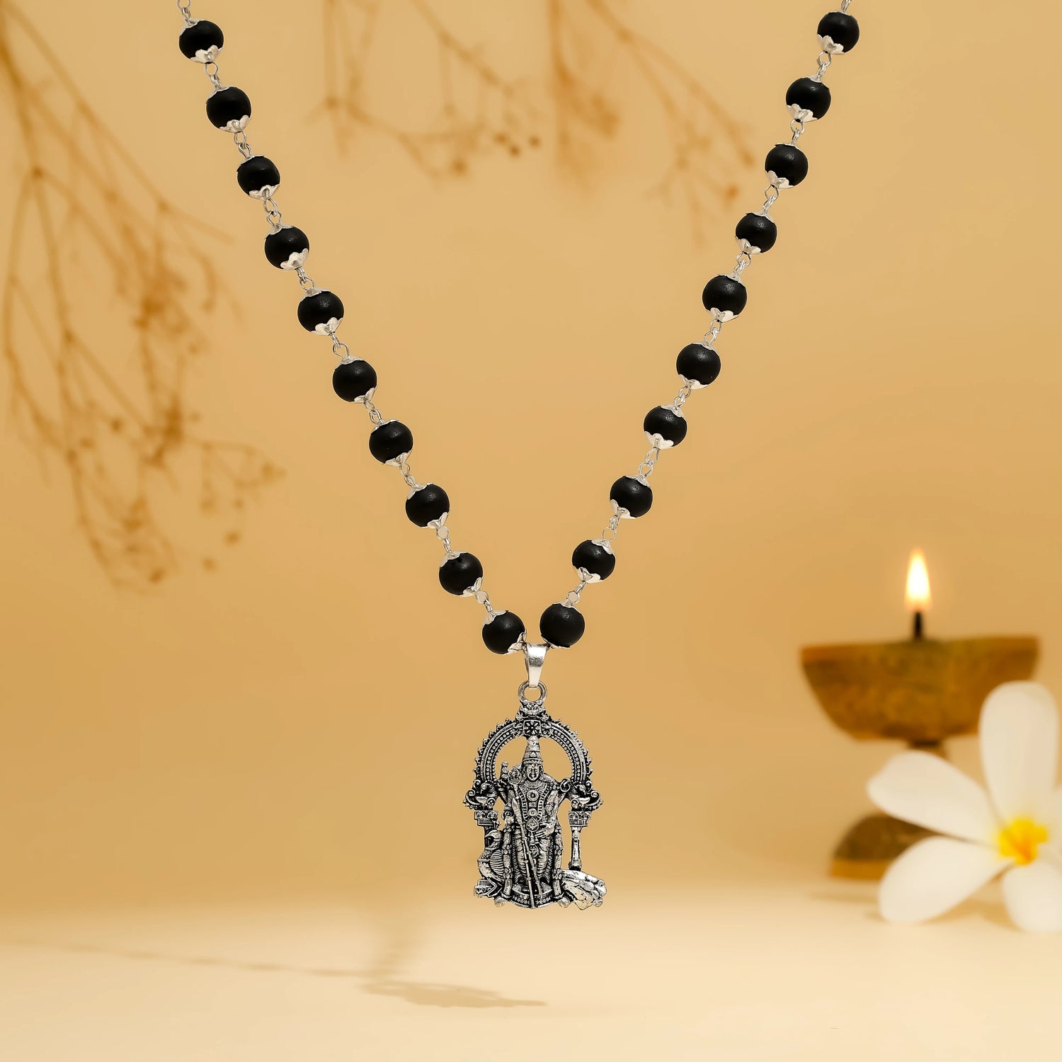 Silver Capped Lord Murugan Pendant