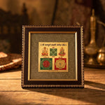 Shree Laxmi Ganesh Yantra on Raw Pyrite Frame