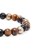 Tiger's Eye, Pyrite & Black Obsidian Triple Protection Wealth Bracelet Closeup