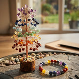 7 Chakra Crystal Tree and Chakra Healing Bracelet for Balance and Energy Alignment