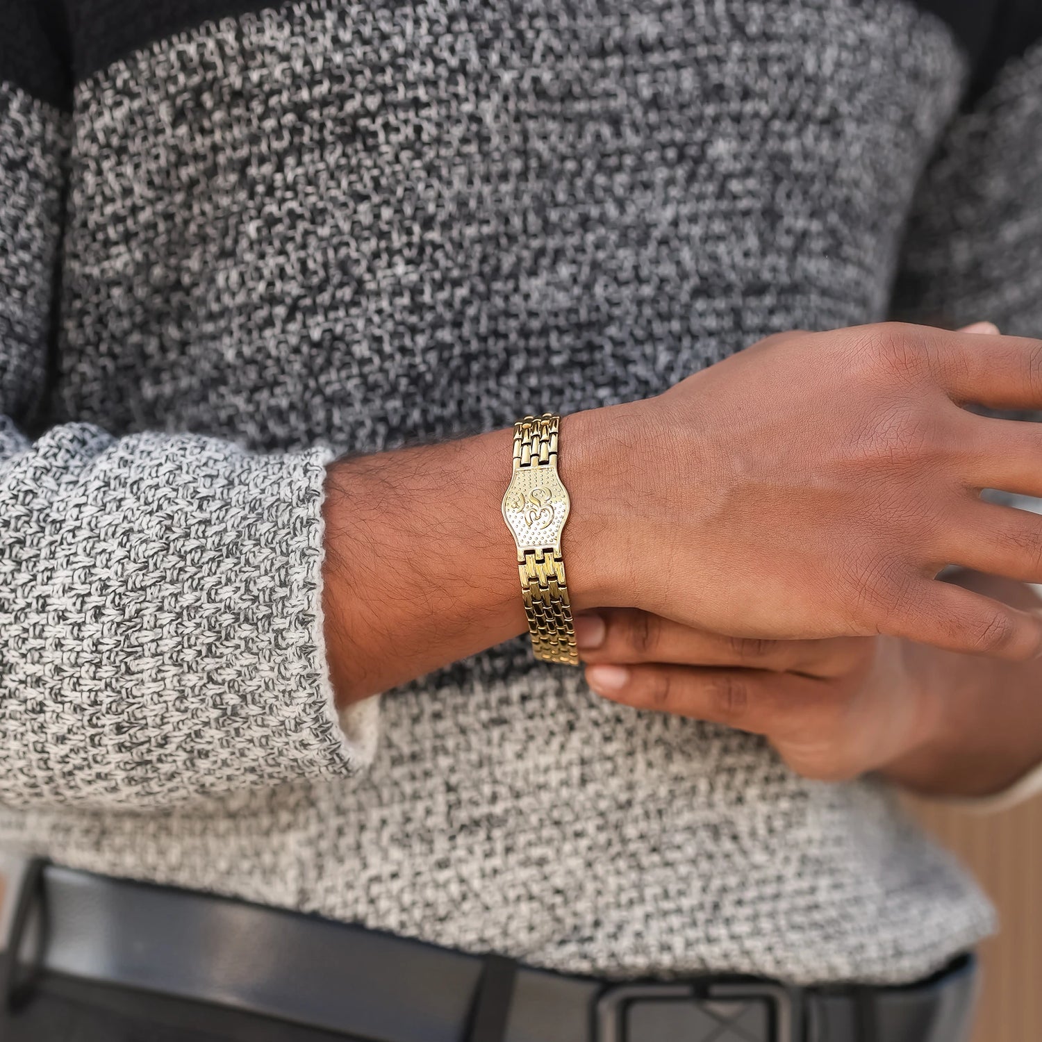 Om Gold Plated Duotone Bracelet