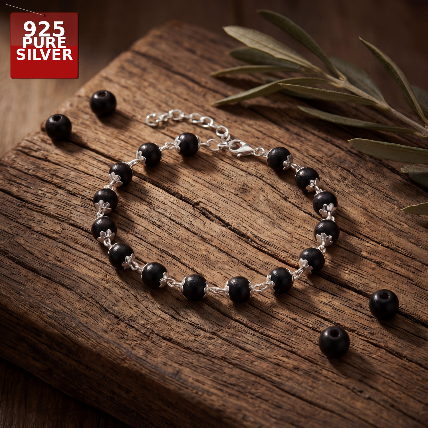 Hallmarked S925 Pure Silver Karungali Bracelet