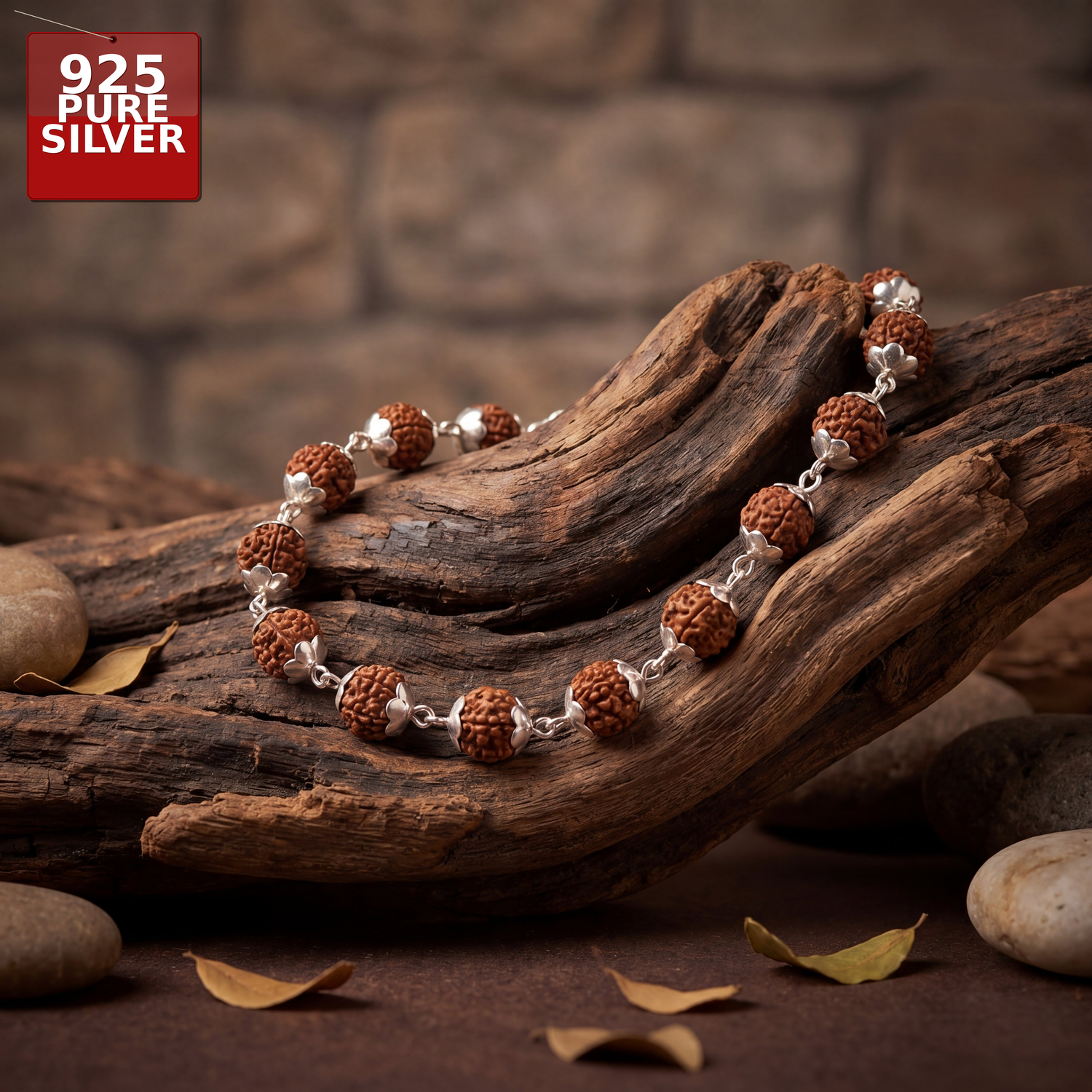 Hallmarked S925 Pure Silver Rudraksha Bracelet