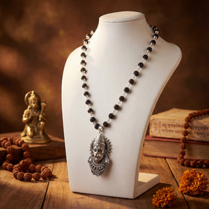 Karungali Mala with Hanuman Face - Silver