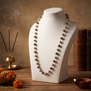 Tulsi Rudraksha Mala Silver Cap 54 beads