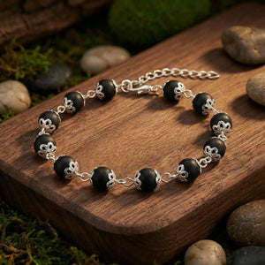 Karungali Silver Cap Bracelet for Women