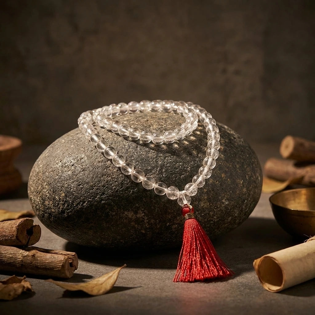 Round Sphatik Mala – 108 Beads