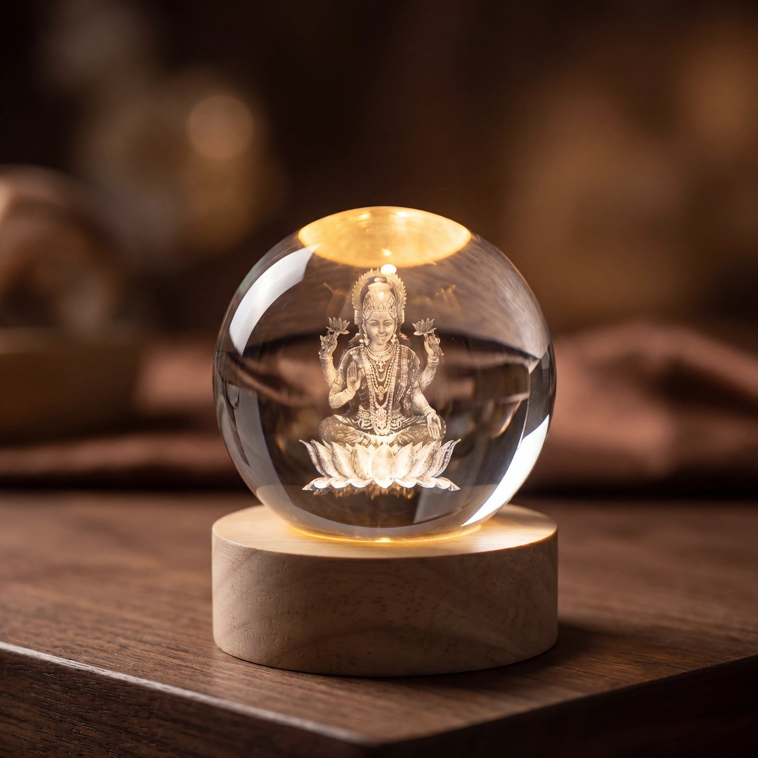 Lakshmi Mata 3D Crystal Ball