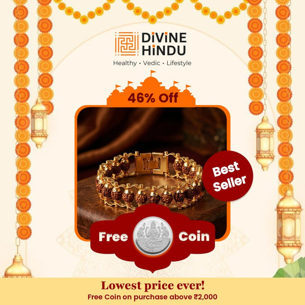 Rudraksha Chain Bracelet with 5 Mukhi beads on a gold-plated chain