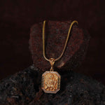 Close-up of Gold Plated Devi Maa Pendant with Chain 