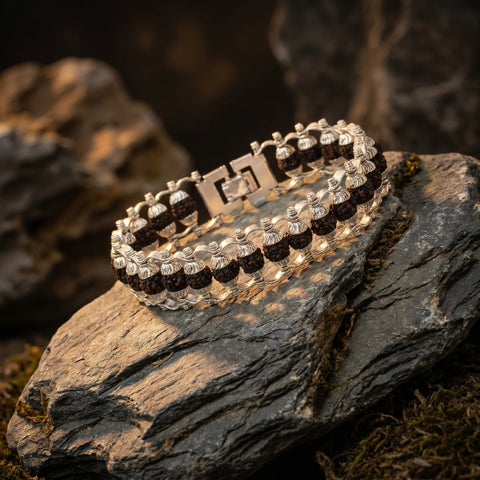 Silver Plated Premium Rudraksha Chain Bracelet