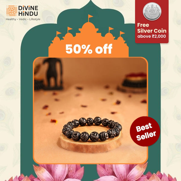 Karungali Malai Bracelet with design Engraved with Govt. Certification