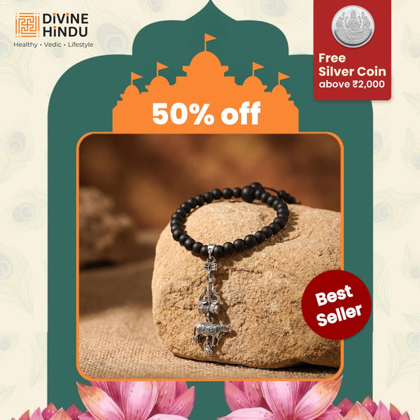 Karungali Malai Bracelet with Shiv Nandi Trishul