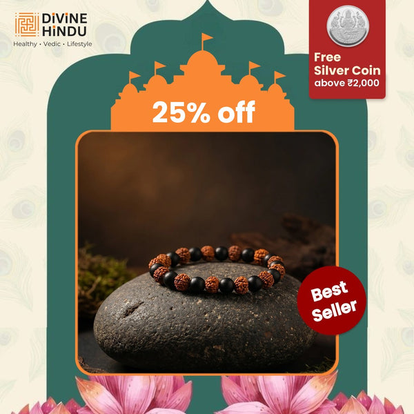 Karungali Rudraksha Bracelet - Natural Ebony Wood & 5 Mukhi Rudraksha Beads