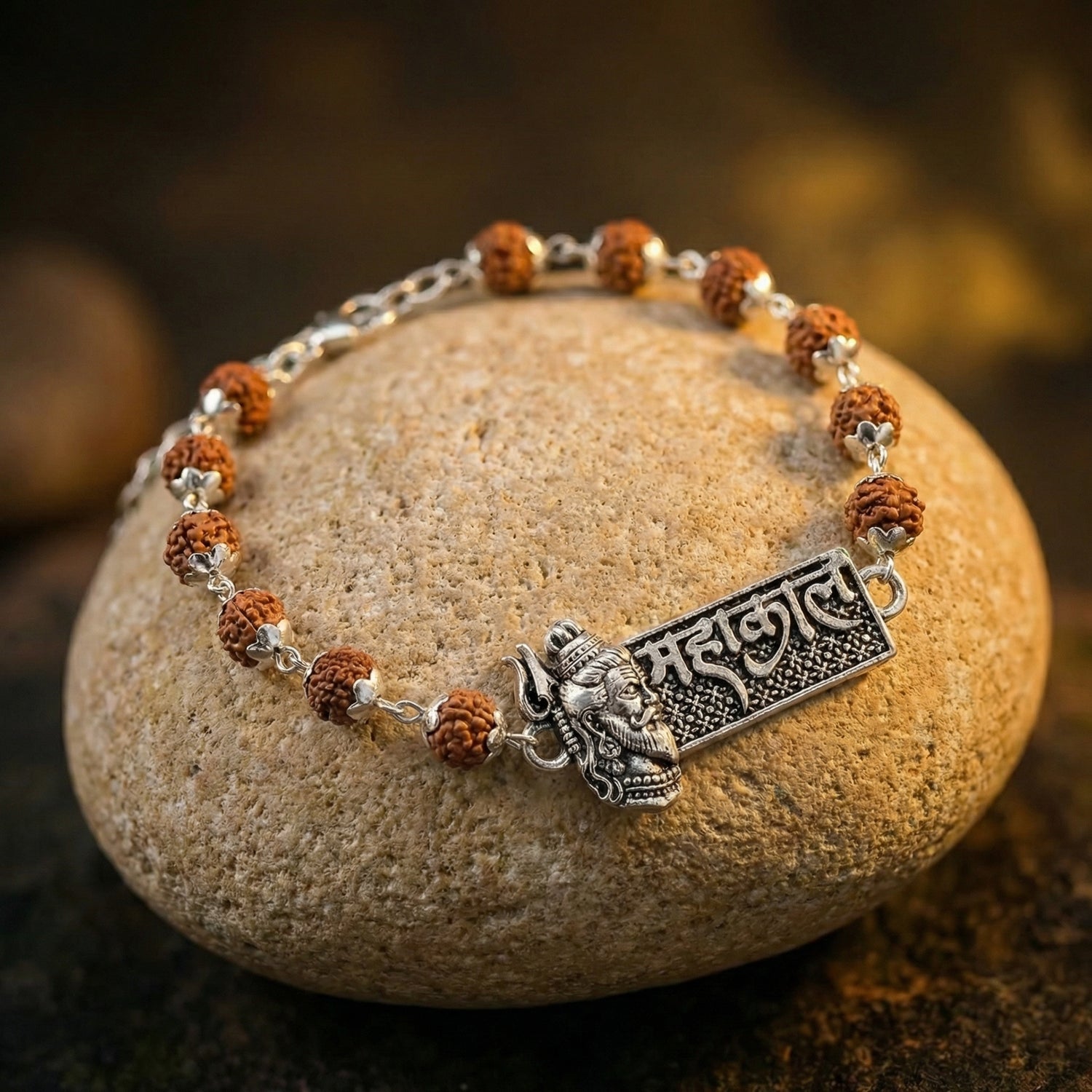 Rudraksha Silver Cap Mahakal Bracelet