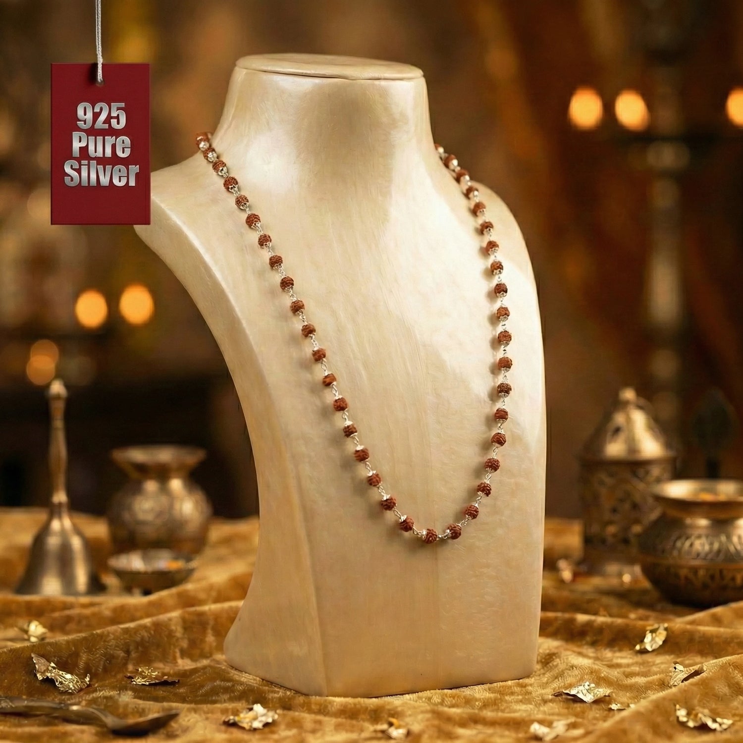 925 Pure Sterling Silver Rudraksha Necklace