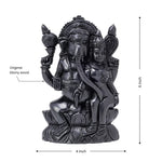 Lord Ganesha and Siddhi seated idol, 6 inches tall, hand-crafted from original Ebony wood.