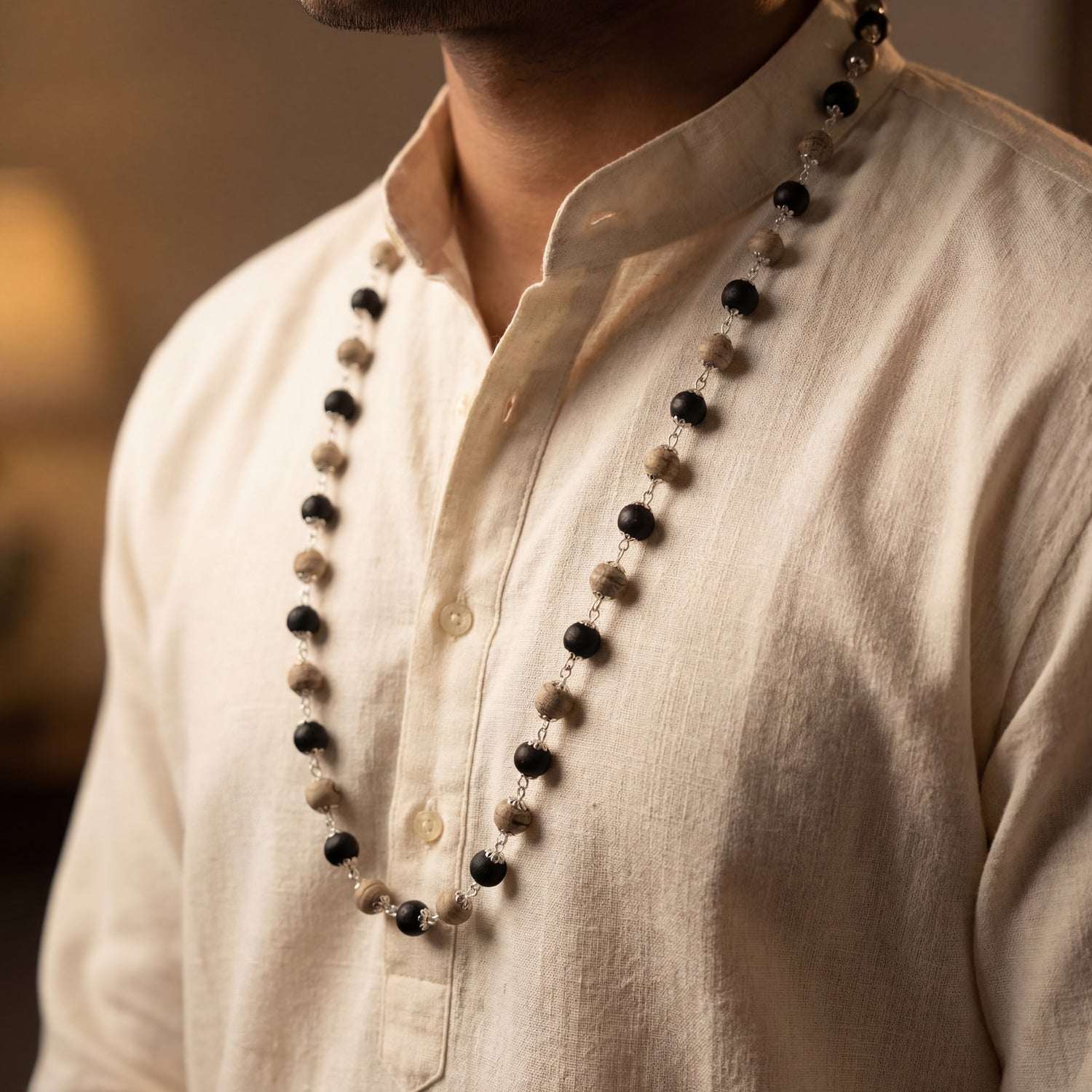 Tulsi Karungali Mala Silver Cap 54 beads